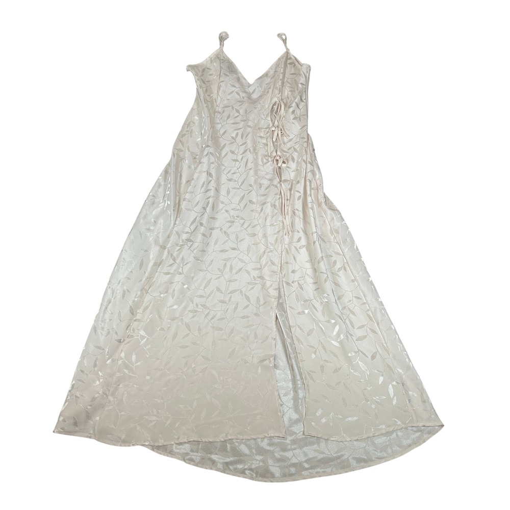 Contessa Di Roma Vintage Cream Floral Jacquard Side Tie Maxi Nightgown Medium